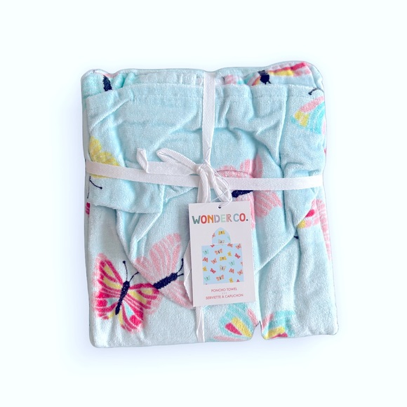 Kids Hooded Poncho Beach Towels Butterfly - Picture 3 of 3